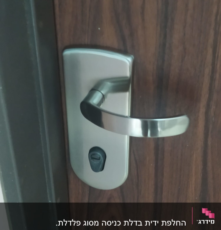 ידית דלת מתכתית עם מנעול מובנה